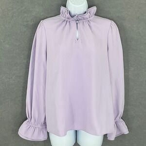 J. Crew Ruffle Neck Top Womens Sz‎ S Lavender Purple Romantic Date Night Office